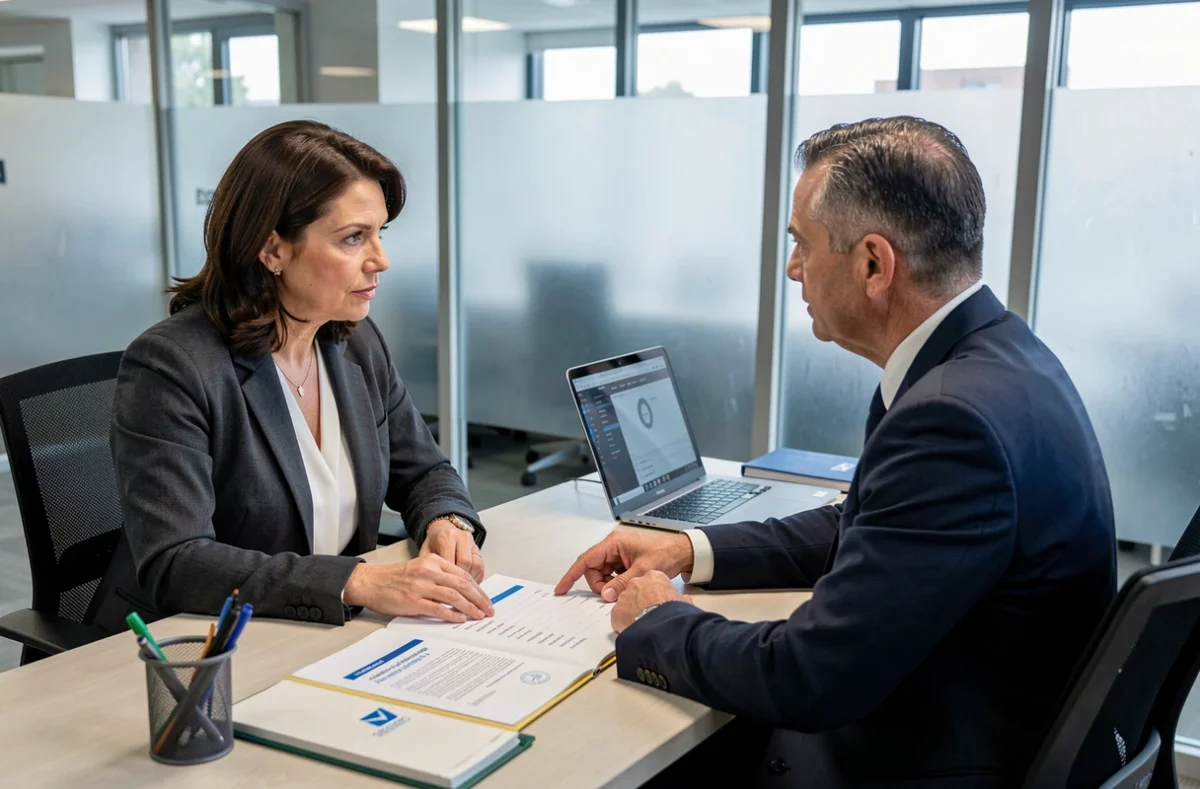 Femme consultant un conseiller bancaire pour obtenir un prêt immobilier