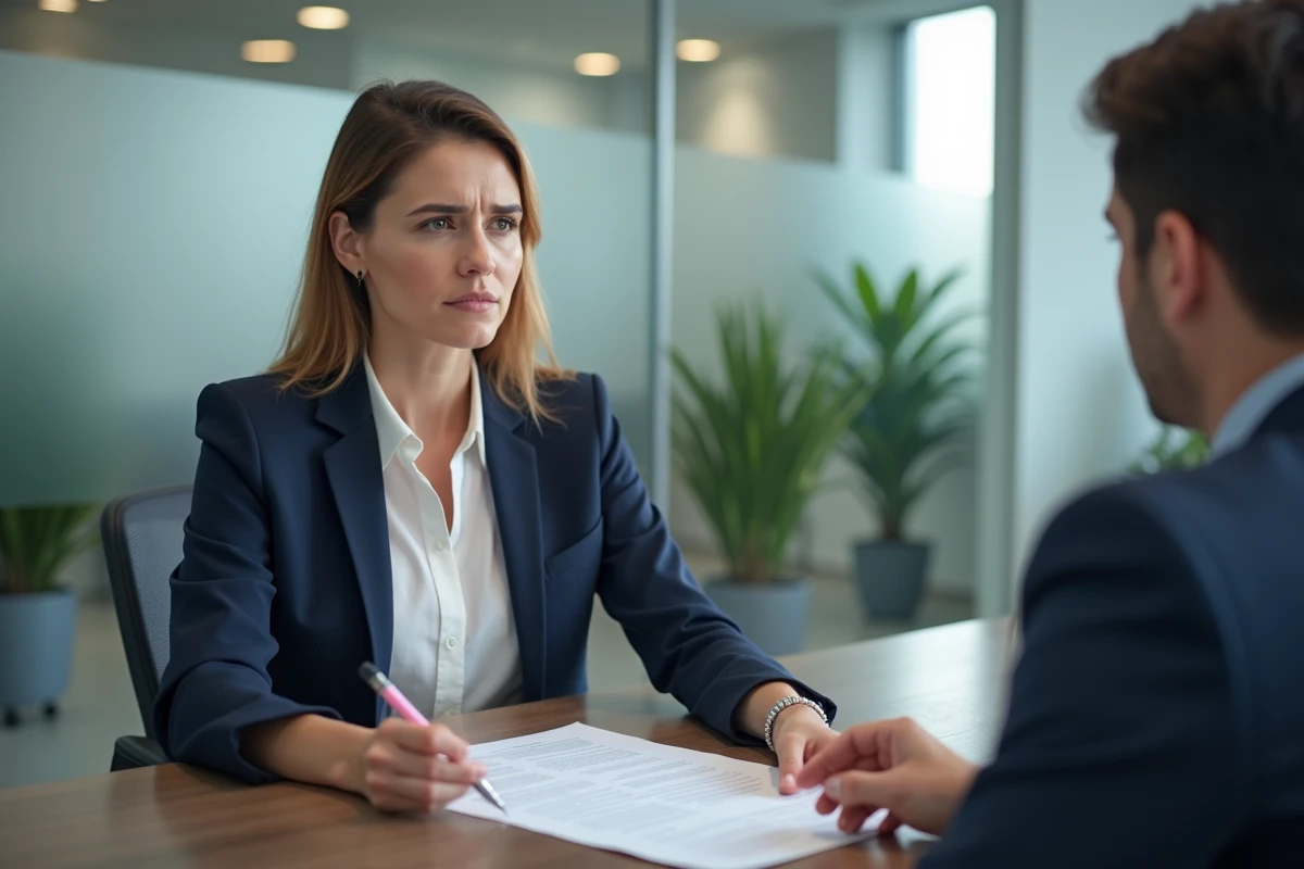 Femme en réunion avec un conseiller bancaire pour discuter des conséquences d'un impayé sur un crédit Flex LCL