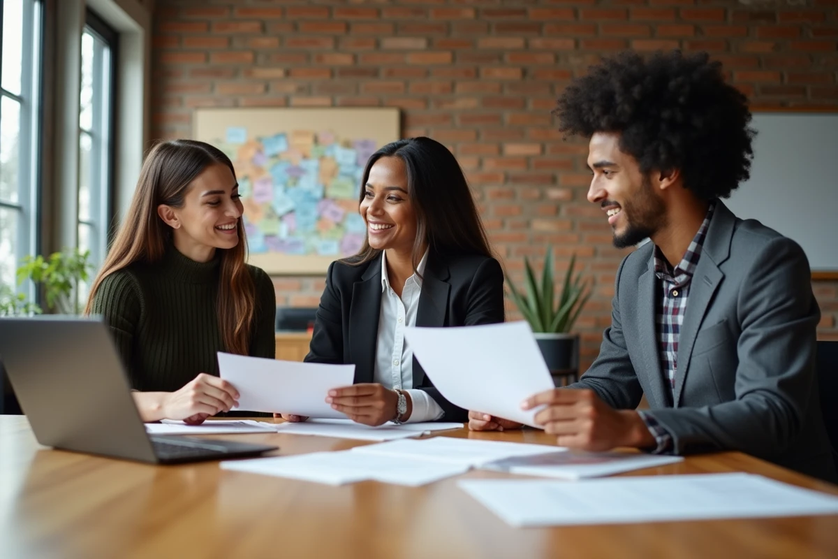 Groupe de professionnels collaborant en réunion